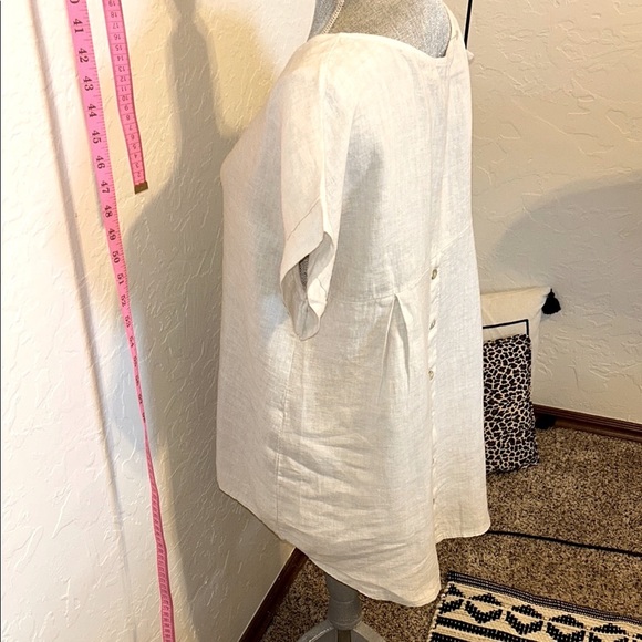 TERZO MILLENNIO Elegant Light taupe Pure Linen Top. From Italy. Sz. Small loose - Picture 9 of 14